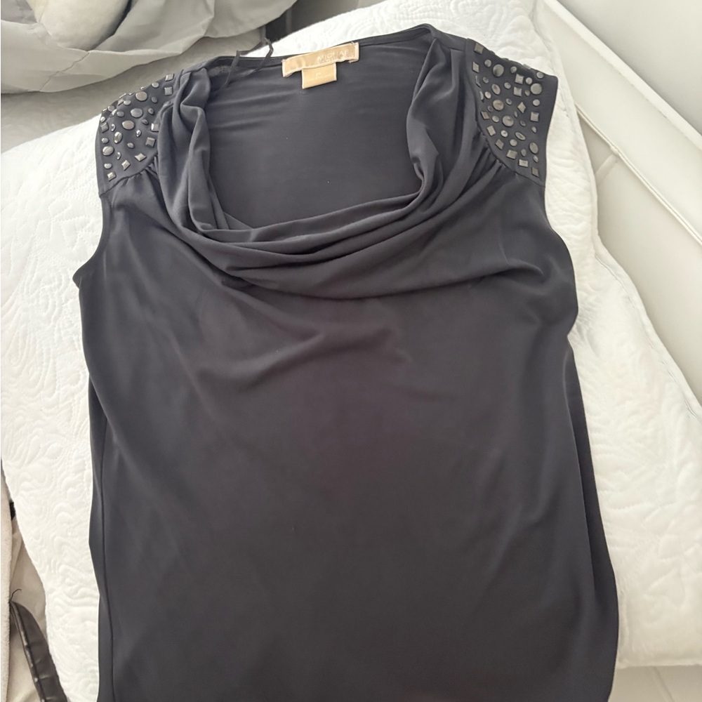 Michael Kors Black Studded Cowl Neck Blouse